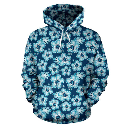 Hibiscus Flower Hawaiian Themed Pullover Hoodie