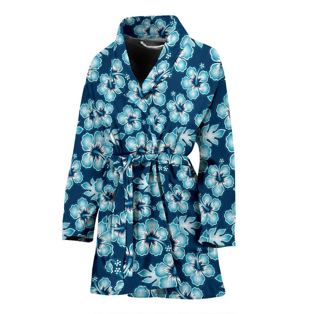 Hibiscus Flower Hawaiian Themed Women Bath Robe-JTAMIGO.COM