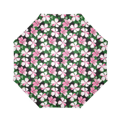 Hibiscus Pink Flower Hawaiian Print Automatic Foldable Umbrella