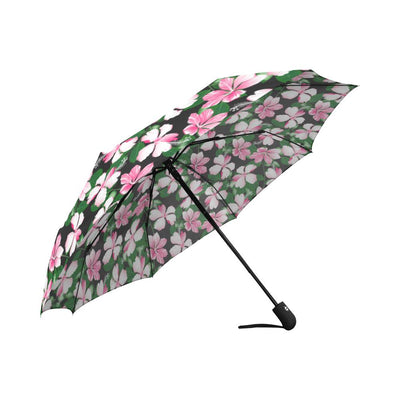 Hibiscus Pink Flower Hawaiian Print Automatic Foldable Umbrella