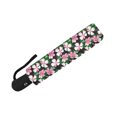 Hibiscus Pink Flower Hawaiian Print Automatic Foldable Umbrella