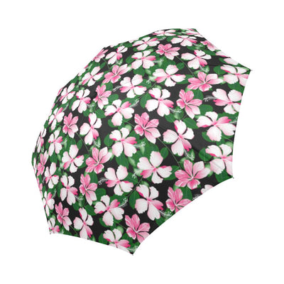 Hibiscus Pink Flower Hawaiian Print Automatic Foldable Umbrella