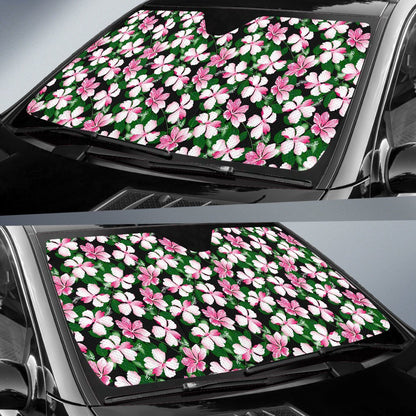 Hibiscus Pink Flower Hawaiian Print Car Sun Shade For Windshield