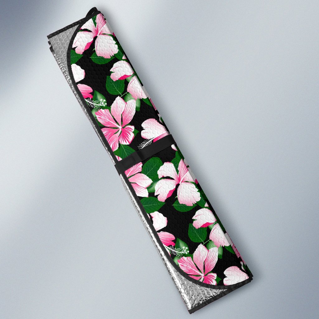 Hibiscus Pink Flower Hawaiian Print Car Sun Shade For Windshield