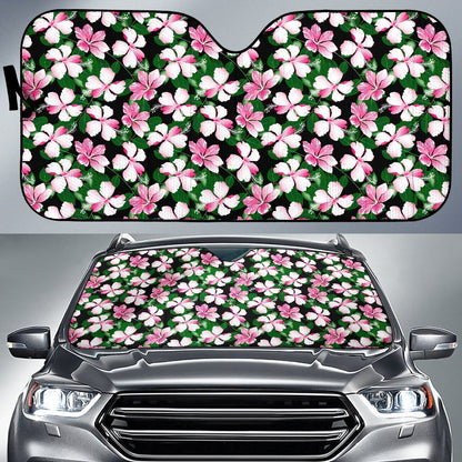 Hibiscus Pink Flower Hawaiian Print Car Sun Shade For Windshield