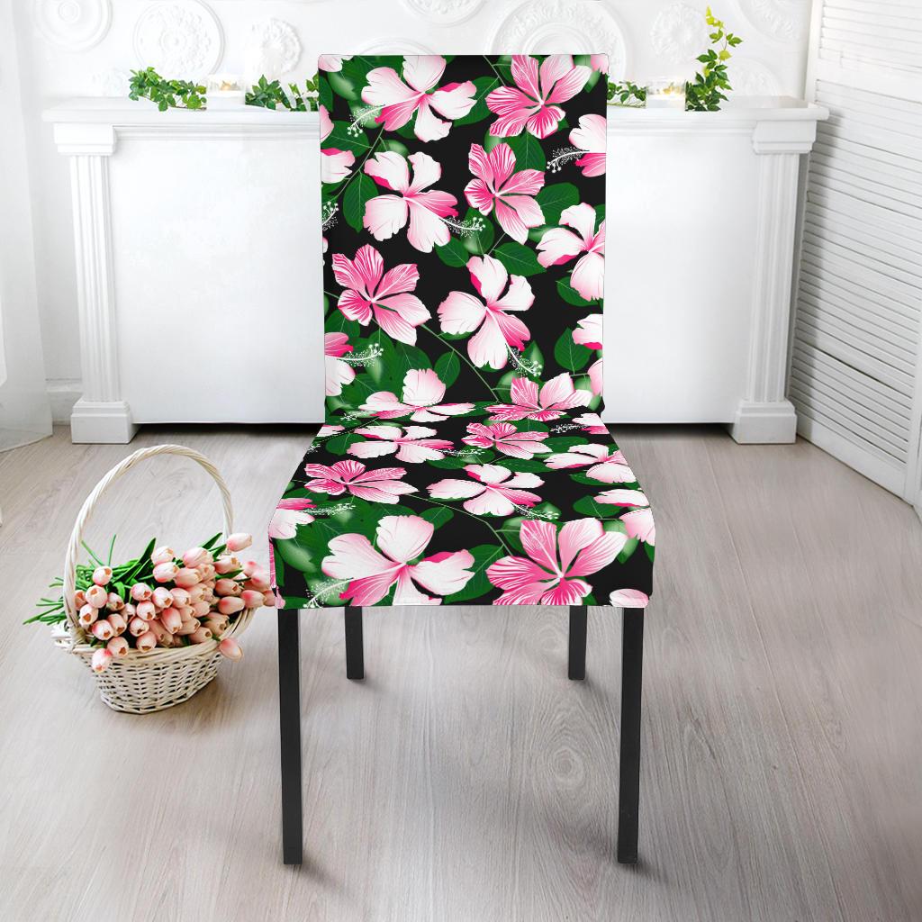 Hibiscus Pink Flower Hawaiian Print Dining Chair Slipcover-JTAMIGO.COM