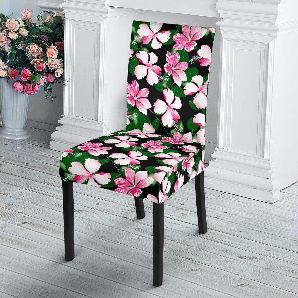 Hibiscus Pink Flower Hawaiian Print Dining Chair Slipcover-JTAMIGO.COM