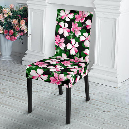 Hibiscus Pink Flower Hawaiian Print Dining Chair Slipcover-JTAMIGO.COM