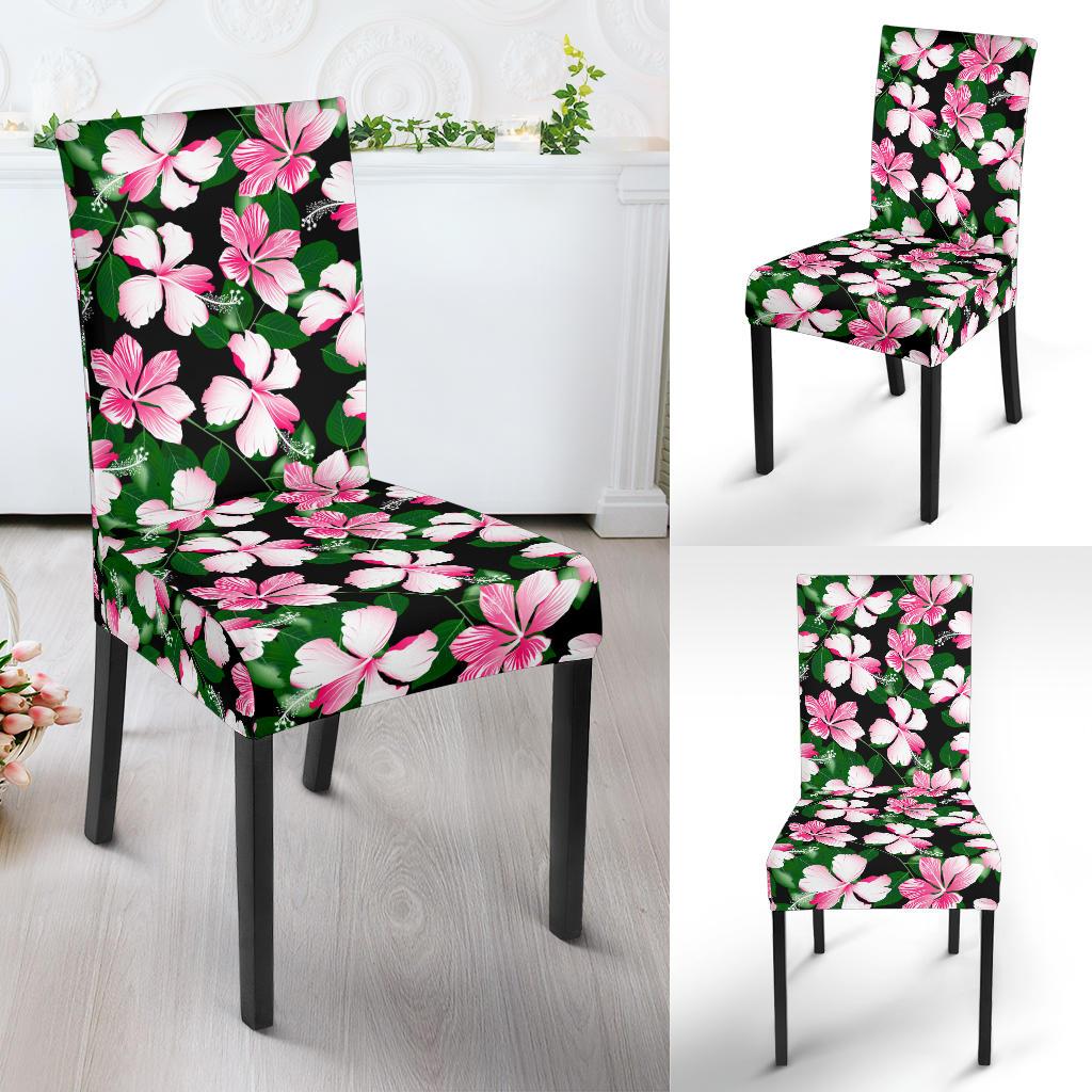 Hibiscus Pink Flower Hawaiian Print Dining Chair Slipcover-JTAMIGO.COM