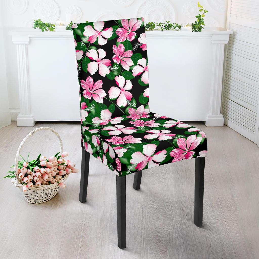 Hibiscus Pink Flower Hawaiian Print Dining Chair Slipcover-JTAMIGO.COM