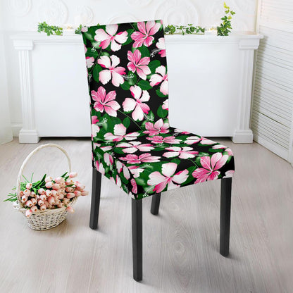 Hibiscus Pink Flower Hawaiian Print Dining Chair Slipcover-JTAMIGO.COM