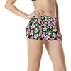 Hibiscus Pink Flower Hawaiian Print High Waisted Spandex Shorts-JTAMIGO.COM