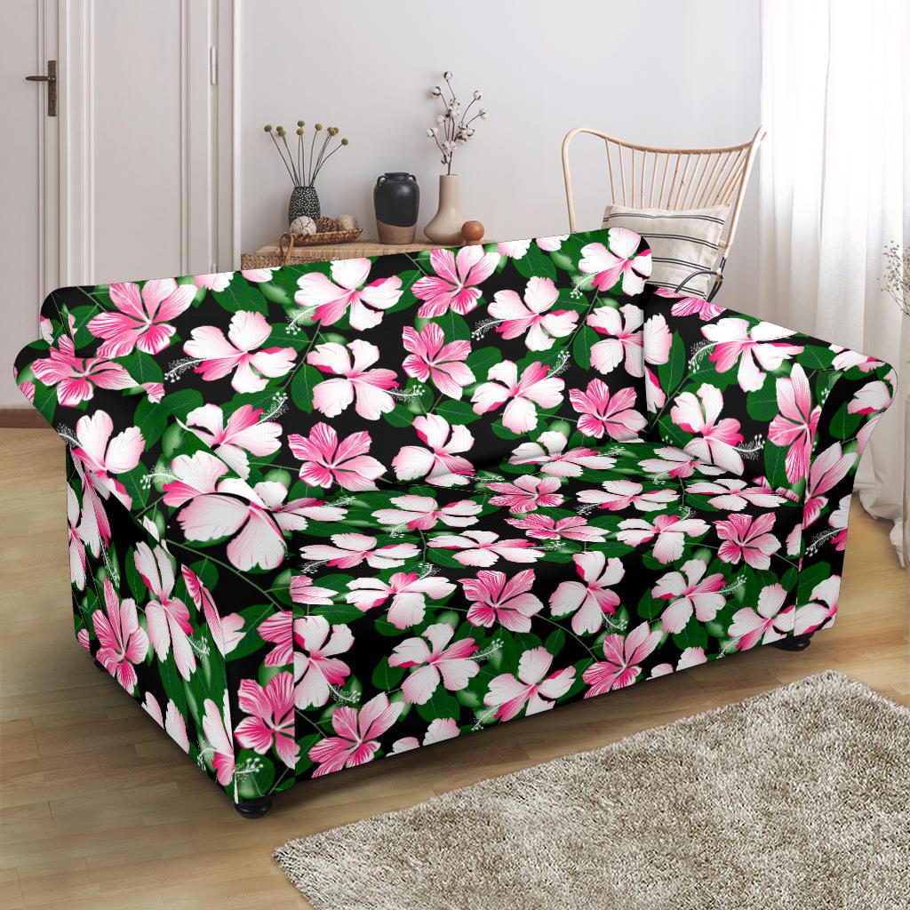 Hibiscus Pink Flower Hawaiian Print Loveseat Slipcover-JTAMIGO.COM