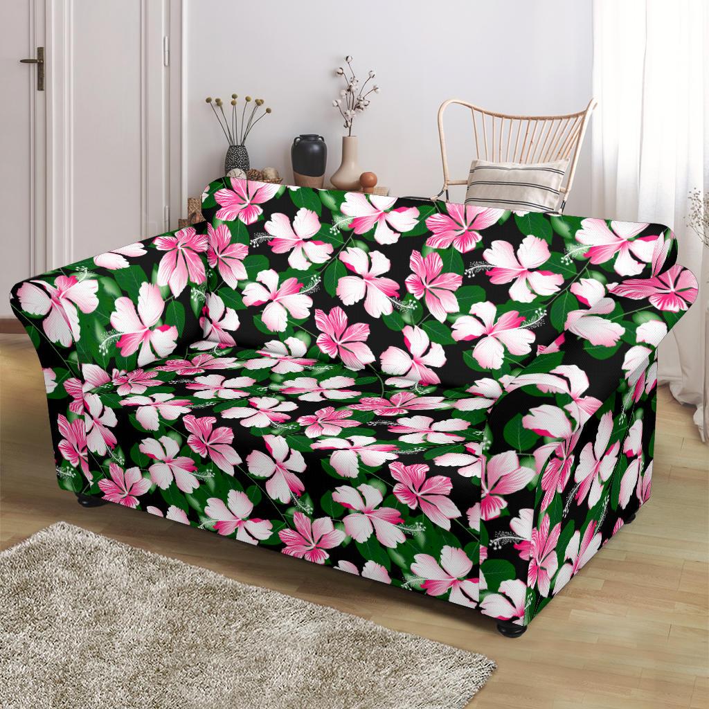 Hibiscus Pink Flower Hawaiian Print Loveseat Slipcover-JTAMIGO.COM