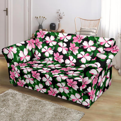 Hibiscus Pink Flower Hawaiian Print Loveseat Slipcover-JTAMIGO.COM