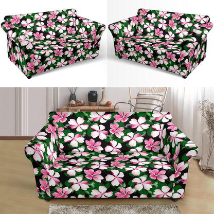 Hibiscus Pink Flower Hawaiian Print Loveseat Slipcover-JTAMIGO.COM