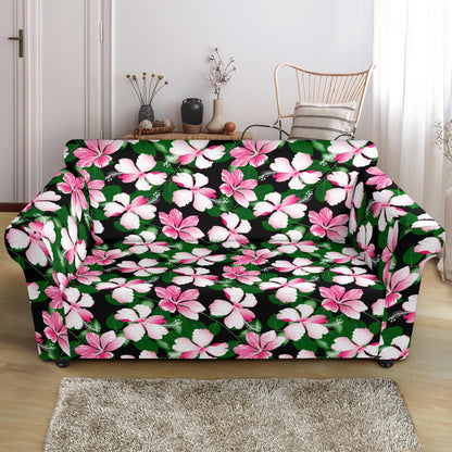 Hibiscus Pink Flower Hawaiian Print Loveseat Slipcover-JTAMIGO.COM