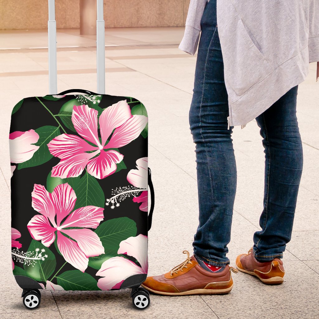 Hibiscus Pink Flower Hawaiian Print Luggage Cover Protector