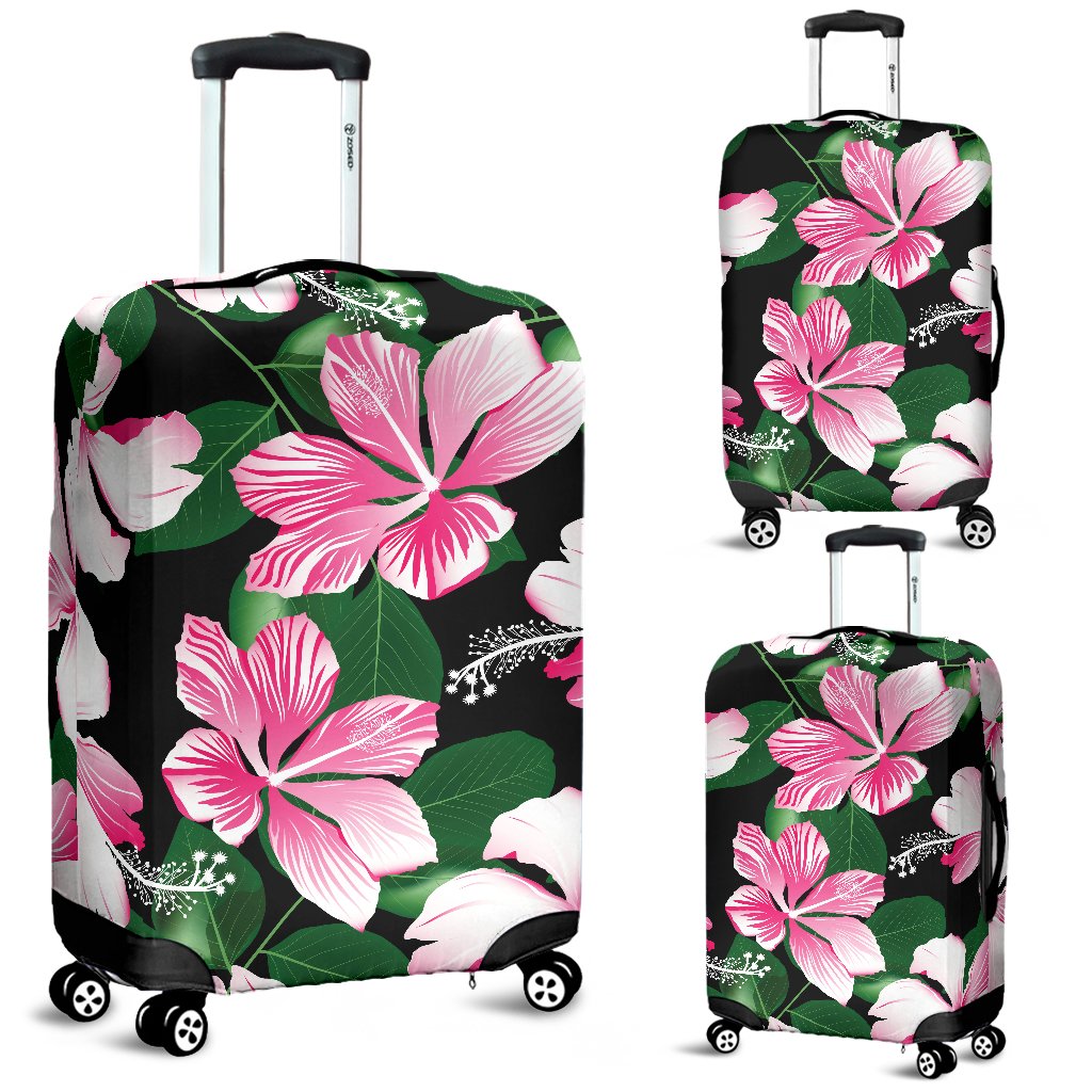 Hibiscus Pink Flower Hawaiian Print Luggage Cover Protector