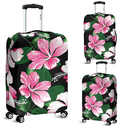 Hibiscus Pink Flower Hawaiian Print Luggage Cover Protector