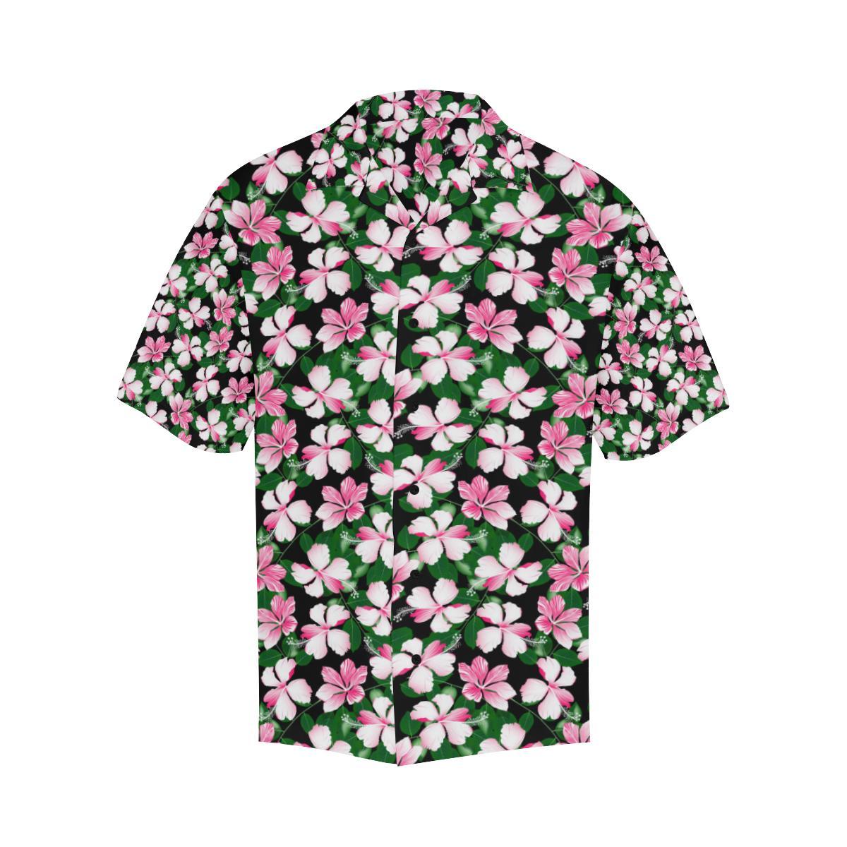 Hibiscus Pink Flower Hawaiian Print Men Aloha Hawaiian Shirt