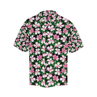 Hibiscus Pink Flower Hawaiian Print Men Aloha Hawaiian Shirt