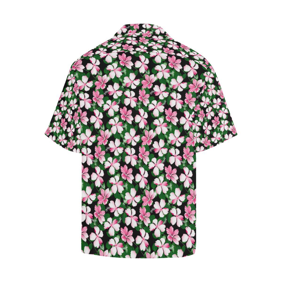Hibiscus Pink Flower Hawaiian Print Men Aloha Hawaiian Shirt