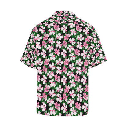 Hibiscus Pink Flower Hawaiian Print Men Aloha Hawaiian Shirt