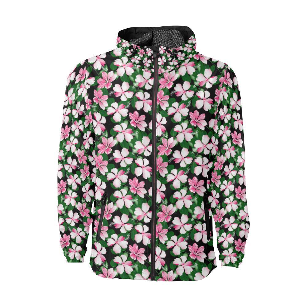 Hibiscus Pink Flower Hawaiian Print Men Windbreaker Jacket-JTAMIGO.COM