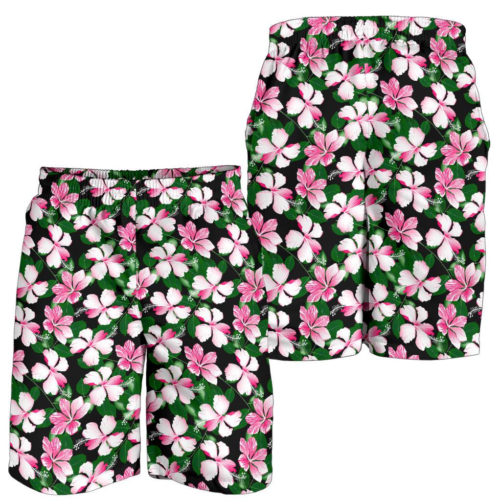 Hibiscus Pink Flower Hawaiian Print Mens Shorts-JTAMIGO.COM