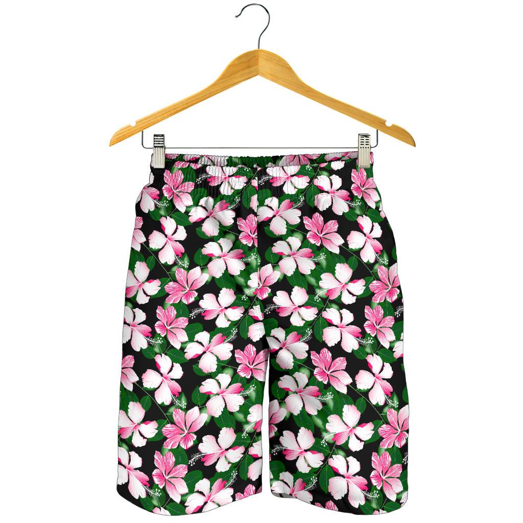 Hibiscus Pink Flower Hawaiian Print Mens Shorts-JTAMIGO.COM