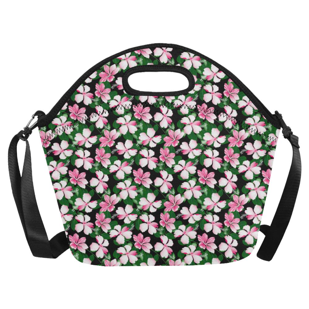 Hibiscus Pink Flower Hawaiian Print Neoprene Lunch Bag (Model 1669)(Large)-JTAMIGO.COM