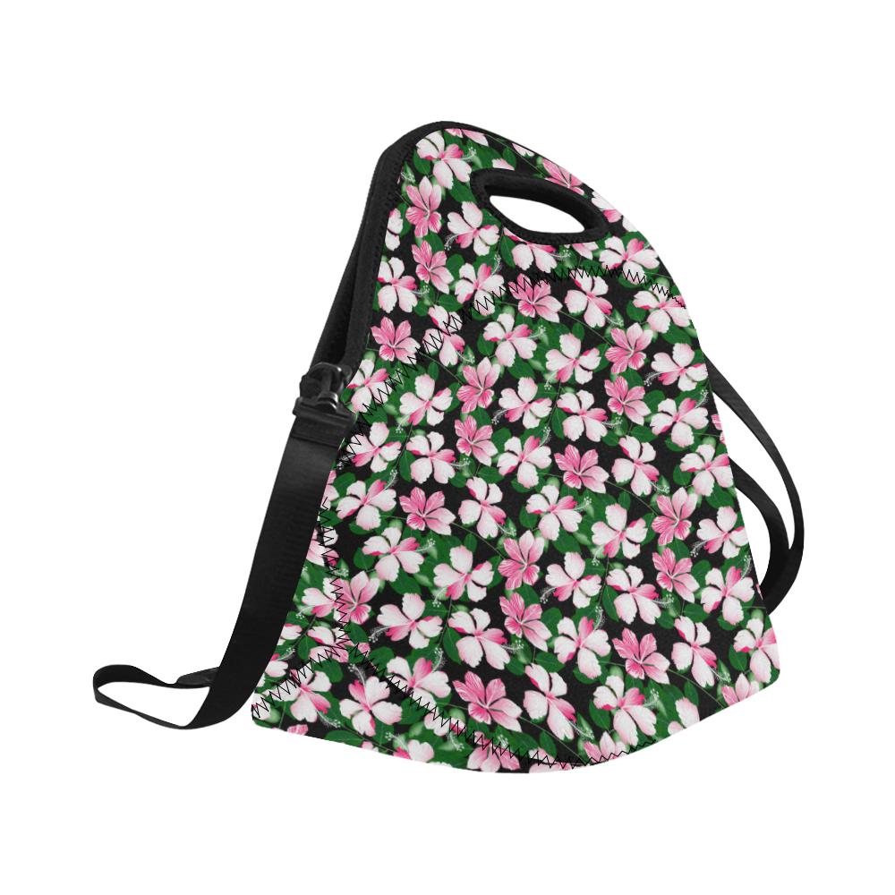 Hibiscus Pink Flower Hawaiian Print Neoprene Lunch Bag (Model 1669)(Large)-JTAMIGO.COM