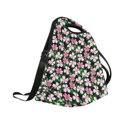 Hibiscus Pink Flower Hawaiian Print Neoprene Lunch Bag (Model 1669)(Large)-JTAMIGO.COM