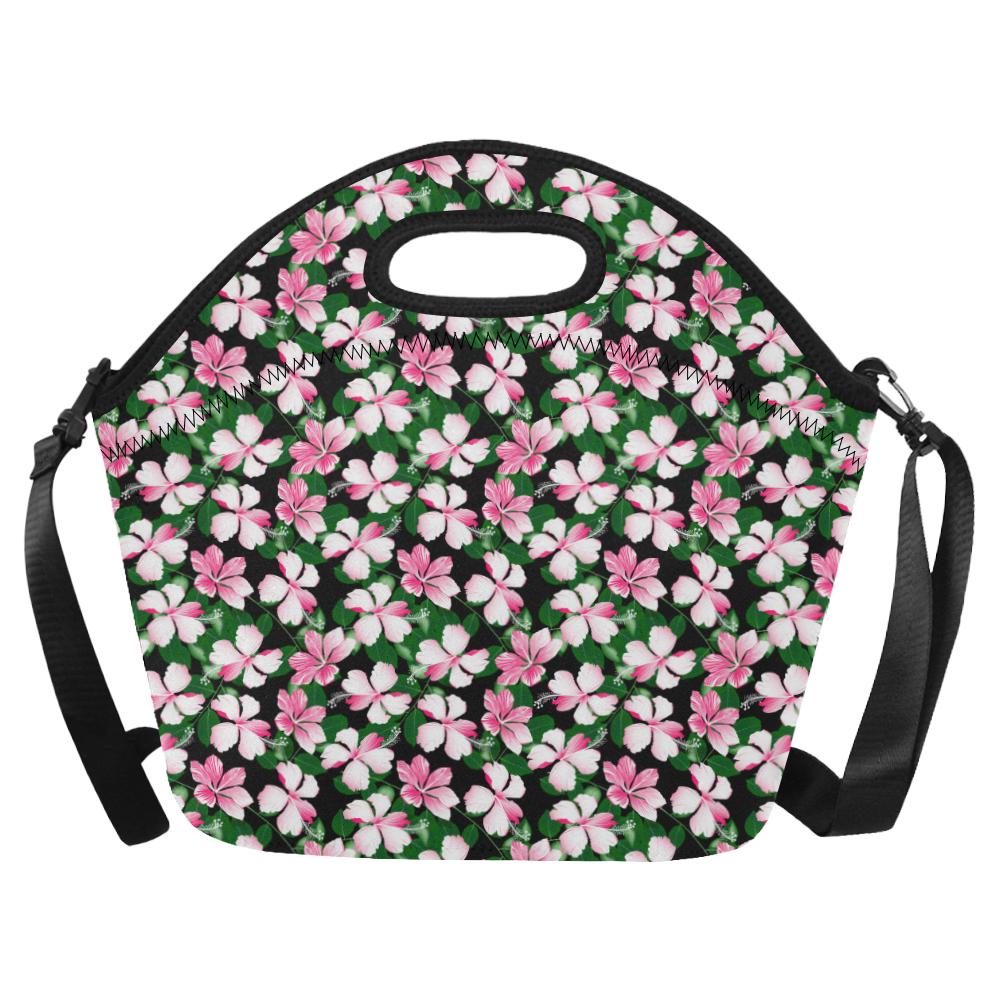 Hibiscus Pink Flower Hawaiian Print Neoprene Lunch Bag (Model 1669)(Large)-JTAMIGO.COM