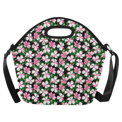 Hibiscus Pink Flower Hawaiian Print Neoprene Lunch Bag (Model 1669)(Large)-JTAMIGO.COM