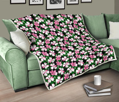 Hibiscus Pink Flower Hawaiian Print Premium Quilt-JTAMIGO.COM