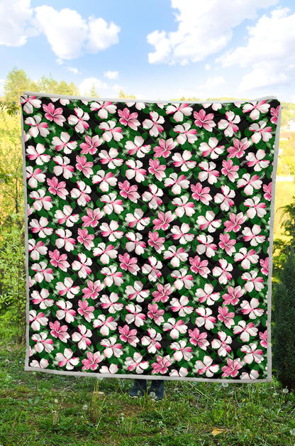 Hibiscus Pink Flower Hawaiian Print Premium Quilt-JTAMIGO.COM