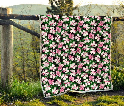 Hibiscus Pink Flower Hawaiian Print Premium Quilt-JTAMIGO.COM