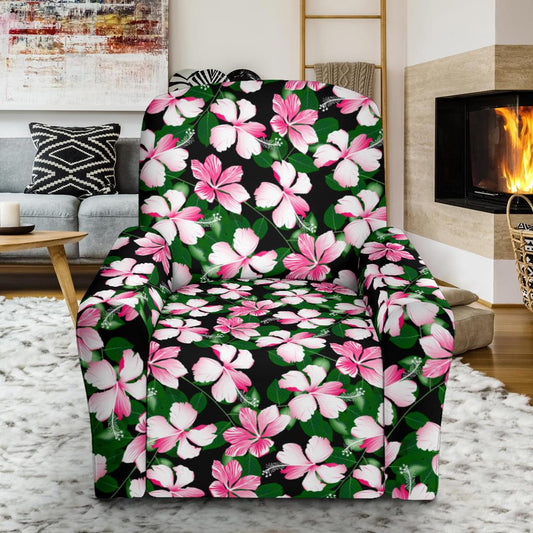 Hibiscus Pink Flower Hawaiian Print Single Sofa Slipcover -JTAMIGO.COM