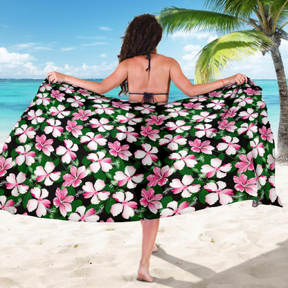 Hibiscus Pink Flower Hawaiian Print Sarong Pareo Wrap