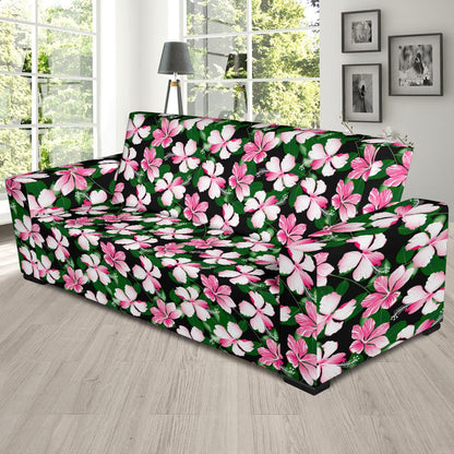 Hibiscus Pink Flower Hawaiian Print Sofa Slipcover-JTAMIGO.COM
