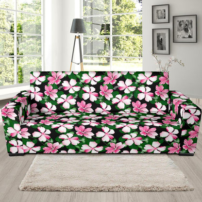 Hibiscus Pink Flower Hawaiian Print Sofa Slipcover-JTAMIGO.COM