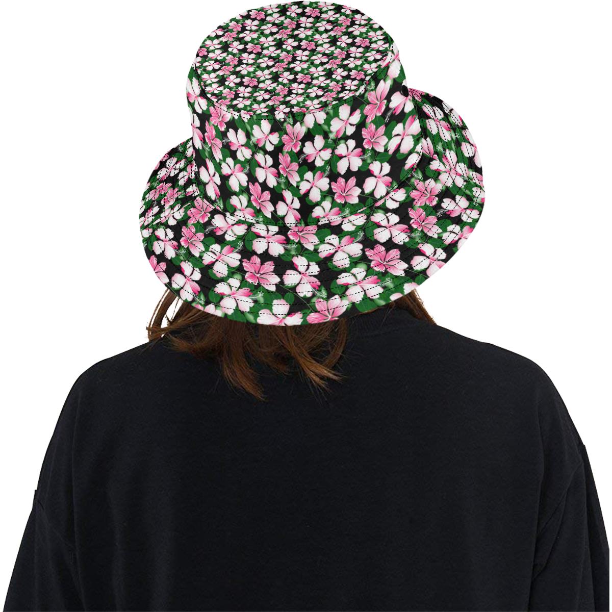 Hibiscus Pink Flower Hawaiian Print Unisex Bucket Hat