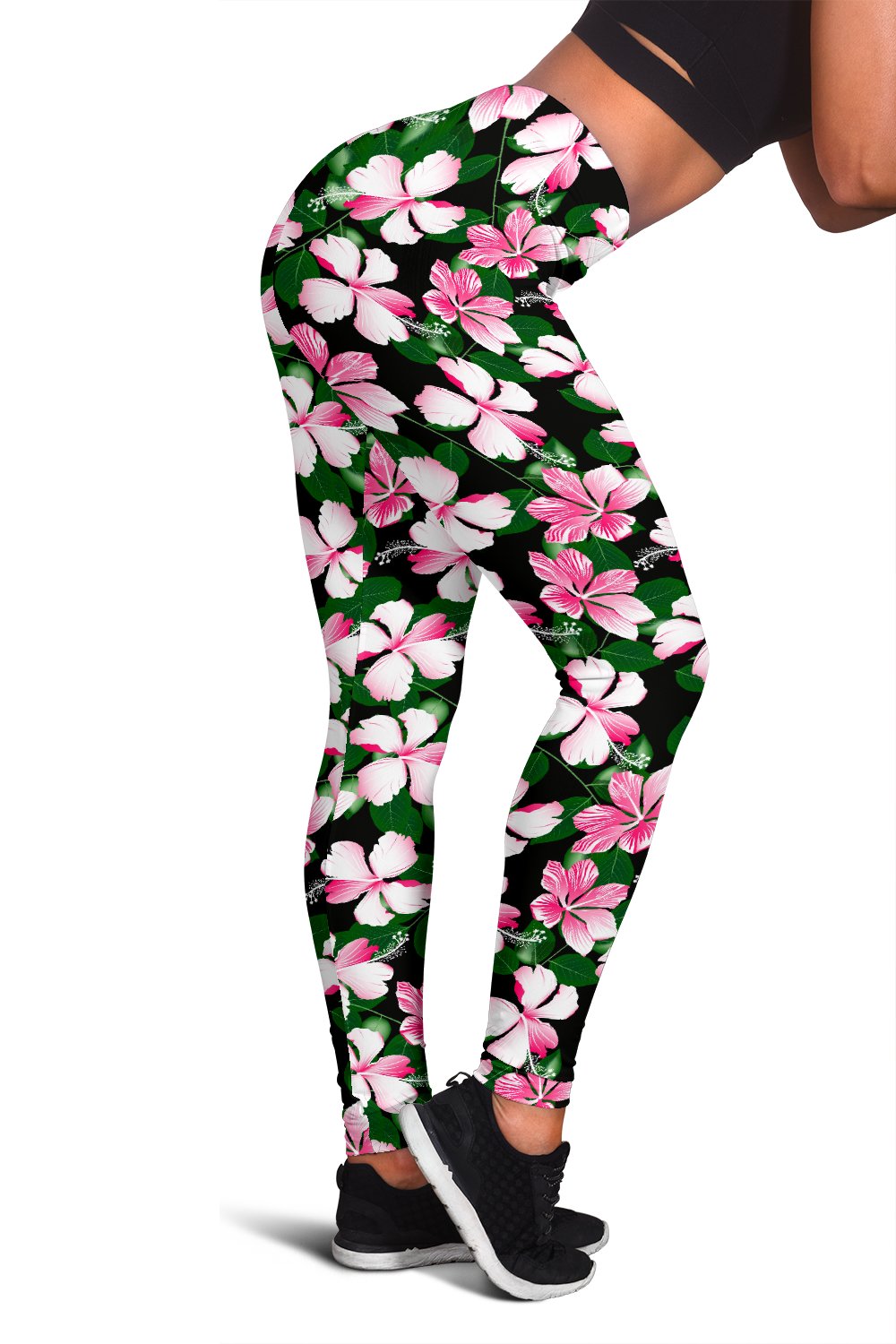 Hibiscus Pink Flower Hawaiian Print Women Leggings