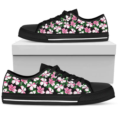 Hibiscus Pink Flower Hawaiian Print Women Low Top Shoes