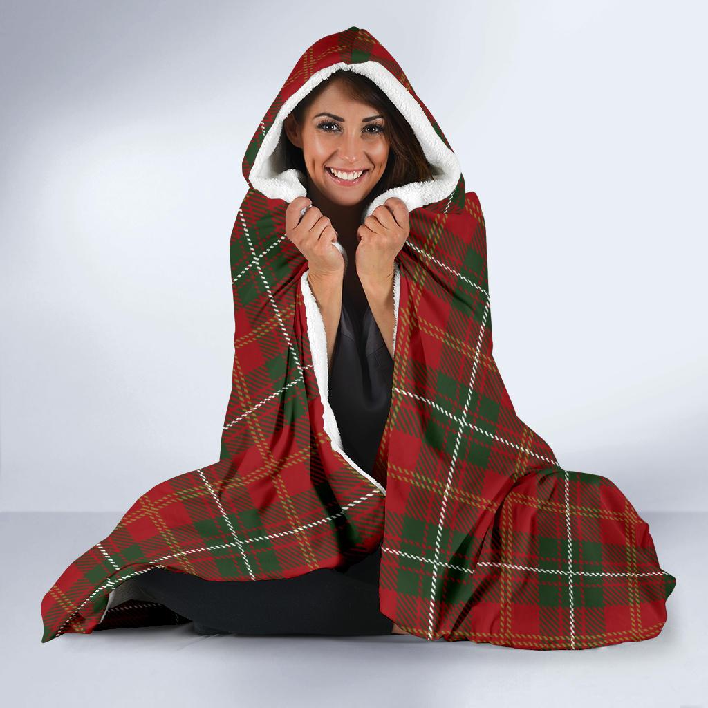 Holiday Tartan Plaid Pattern Hooded Blanket-JTAMIGO.COM