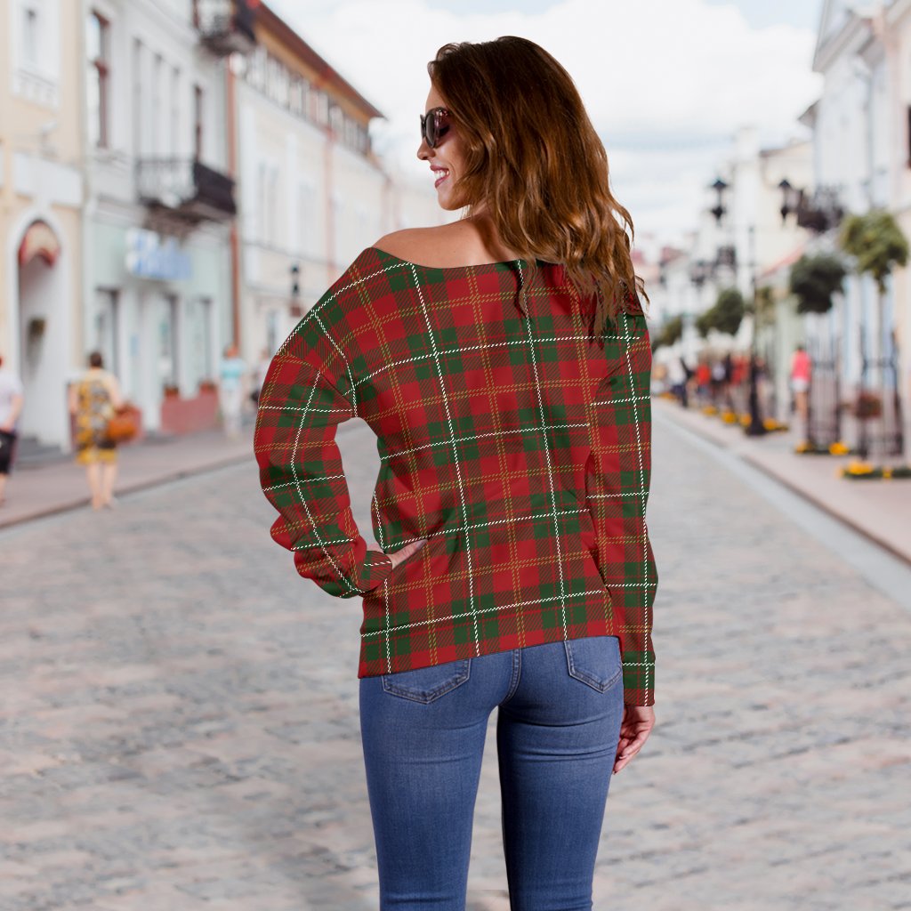 Holiday Tartan Plaid Pattern Off Shoulder Sweatshirt