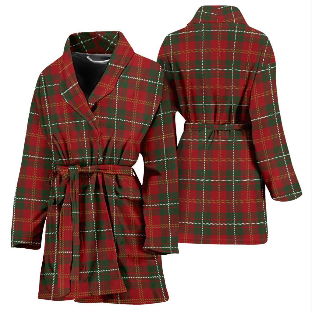 Holiday Tartan Plaid Pattern Women Bath Robe-JTAMIGO.COM