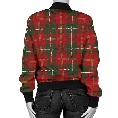 Holiday Tartan Plaid Pattern Women Casual Bomber Jacket